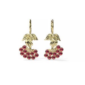 Kalyna Earrings, Yellow Gold & Garnet