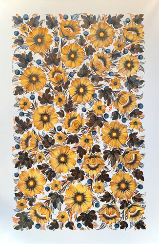 OCHER TAPESTRY - 24 in x 36 in (61 cm x 92 cm)