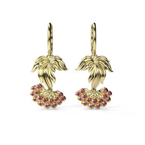 Kalyna Earrings, Yellow Gold & Rubies