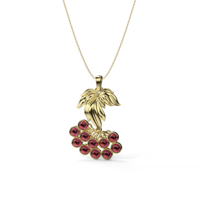 Kalyna Pendant, Yellow Gold & Garnet