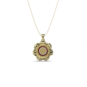 Blossom Pendant, Diamonds & Red Enamel