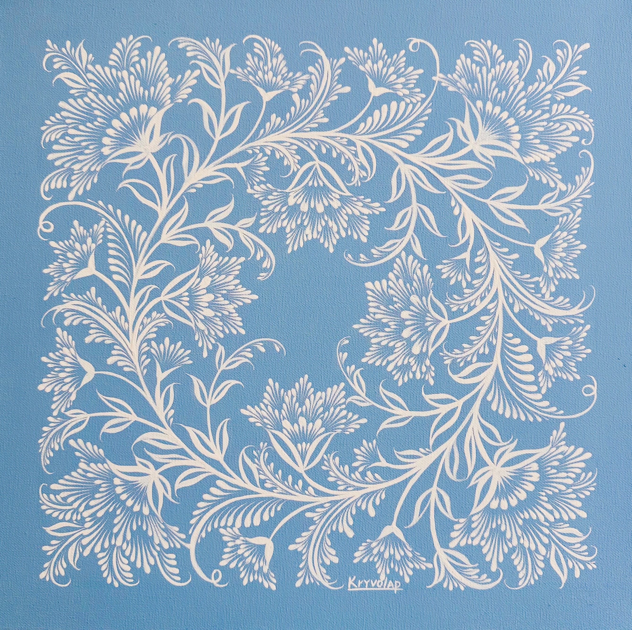 LACE AND BLOSSOM - 18 in x 18 in (45.7 cm x 45.7 cm)