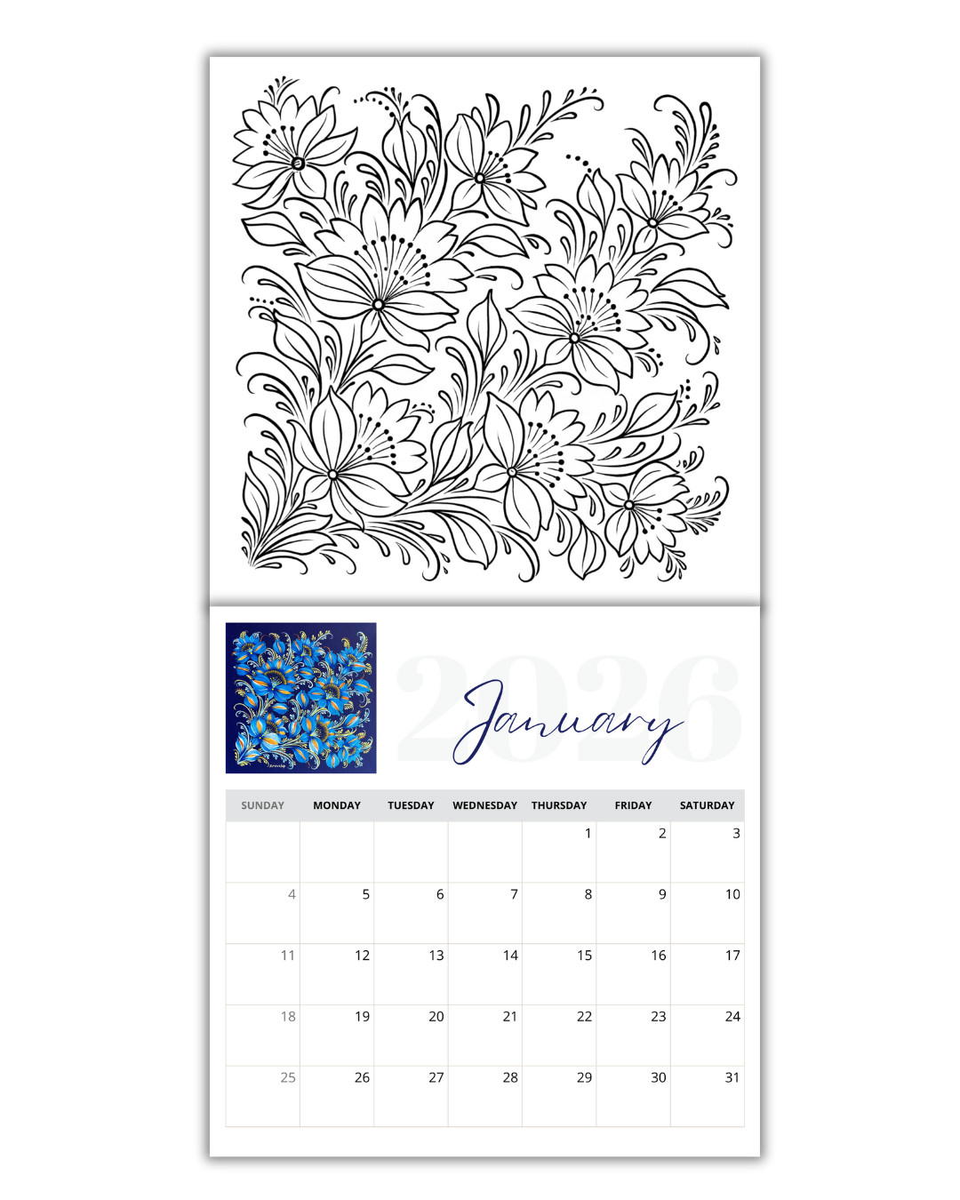2026 Coloring Calendar: Featuring Designs by Kateryna Kryvolap