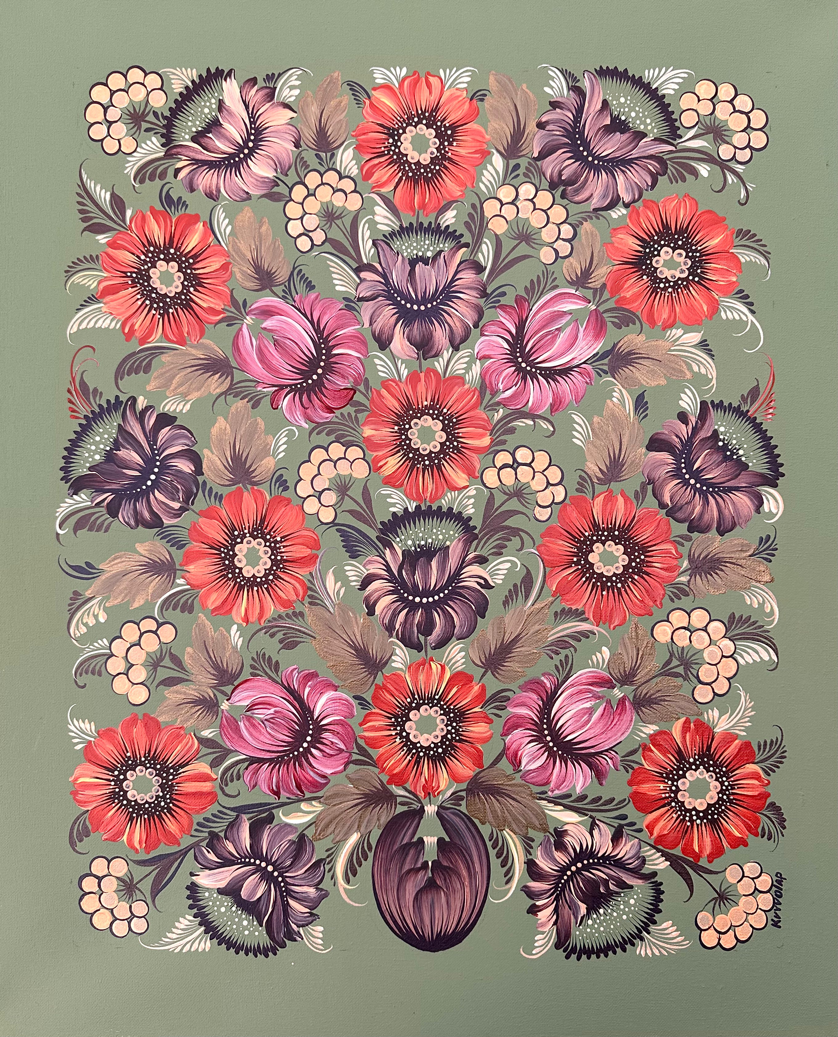 VELVET CANVAS OF BLOSSOMS - 20 in x 24 in (50.8 cm x 61 cm)