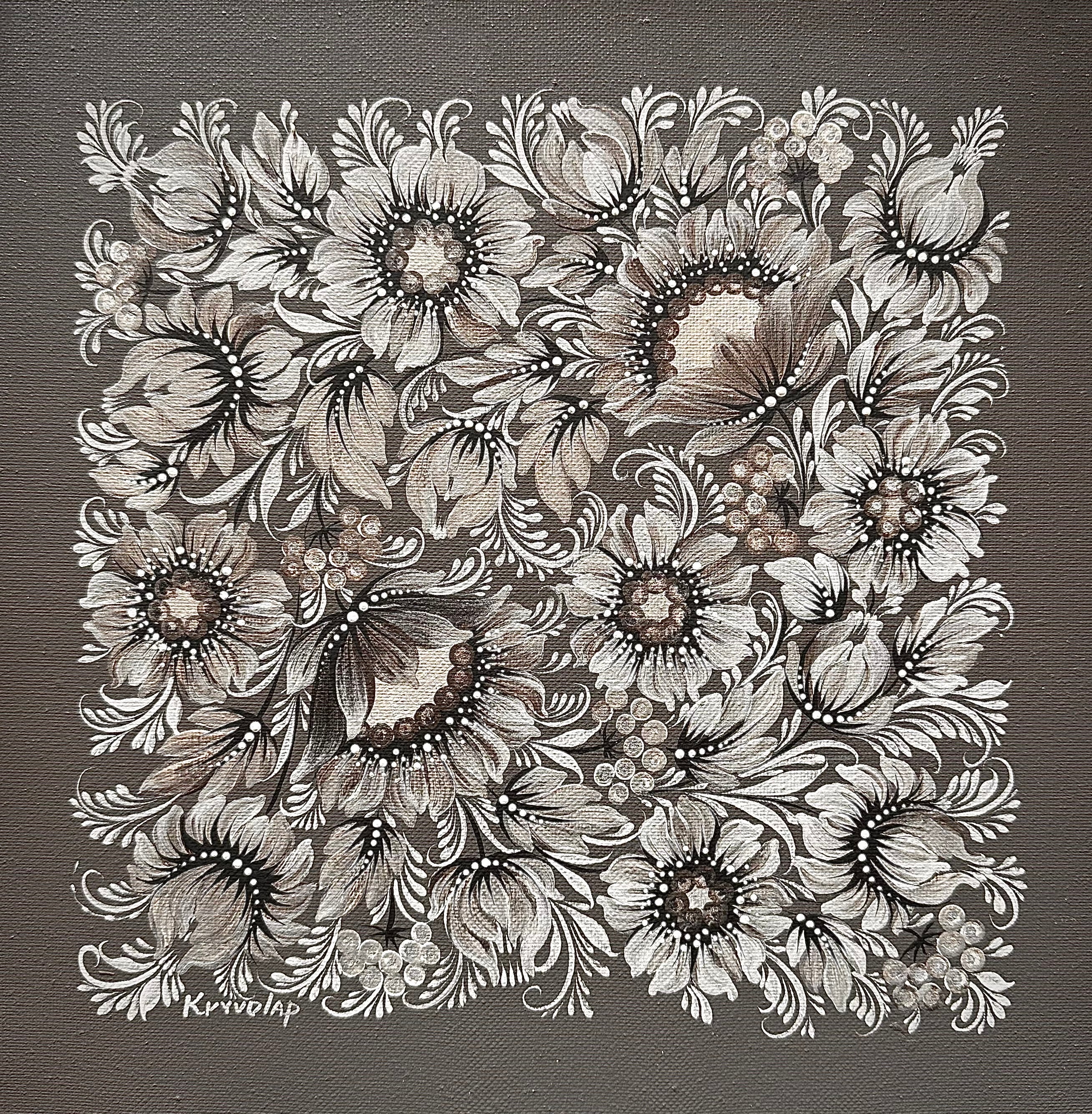 SERENADE OF SILVER PETALS - 12 in x 12 in (30.4 cm x 30.4 cm)