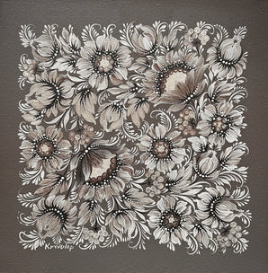 SERENADE OF SILVER PETALS - 12 in x 12 in (30.4 cm x 30.4 cm)