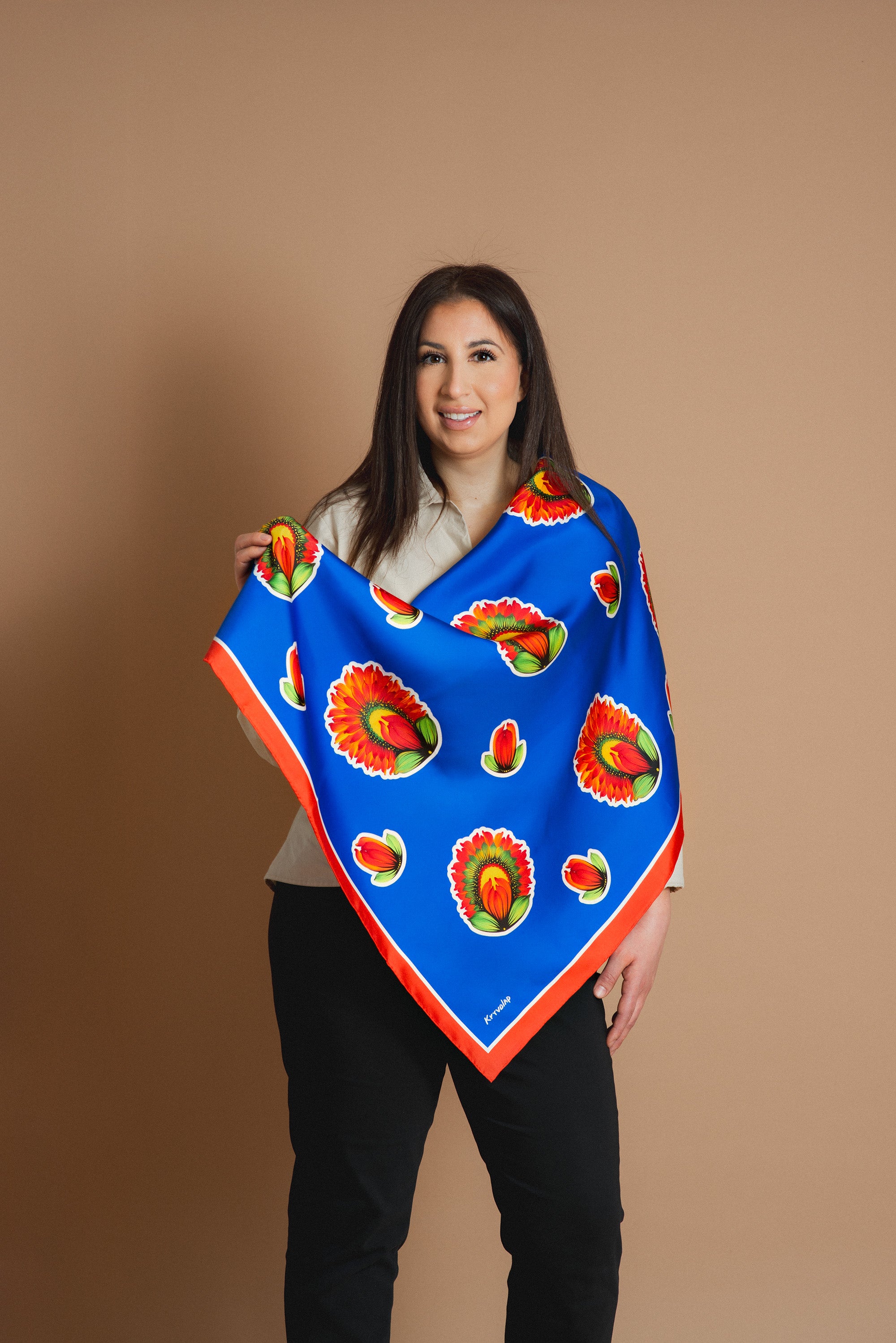 Silk Scarf "Fire Bloom"