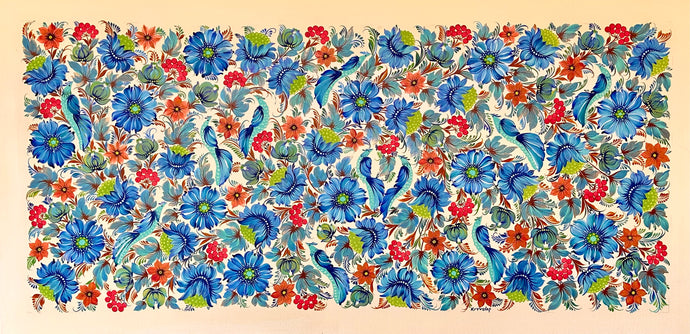 BERRY BLUES AND BLOSSOMS - 48 in x 24 in (122 x 61 cm)