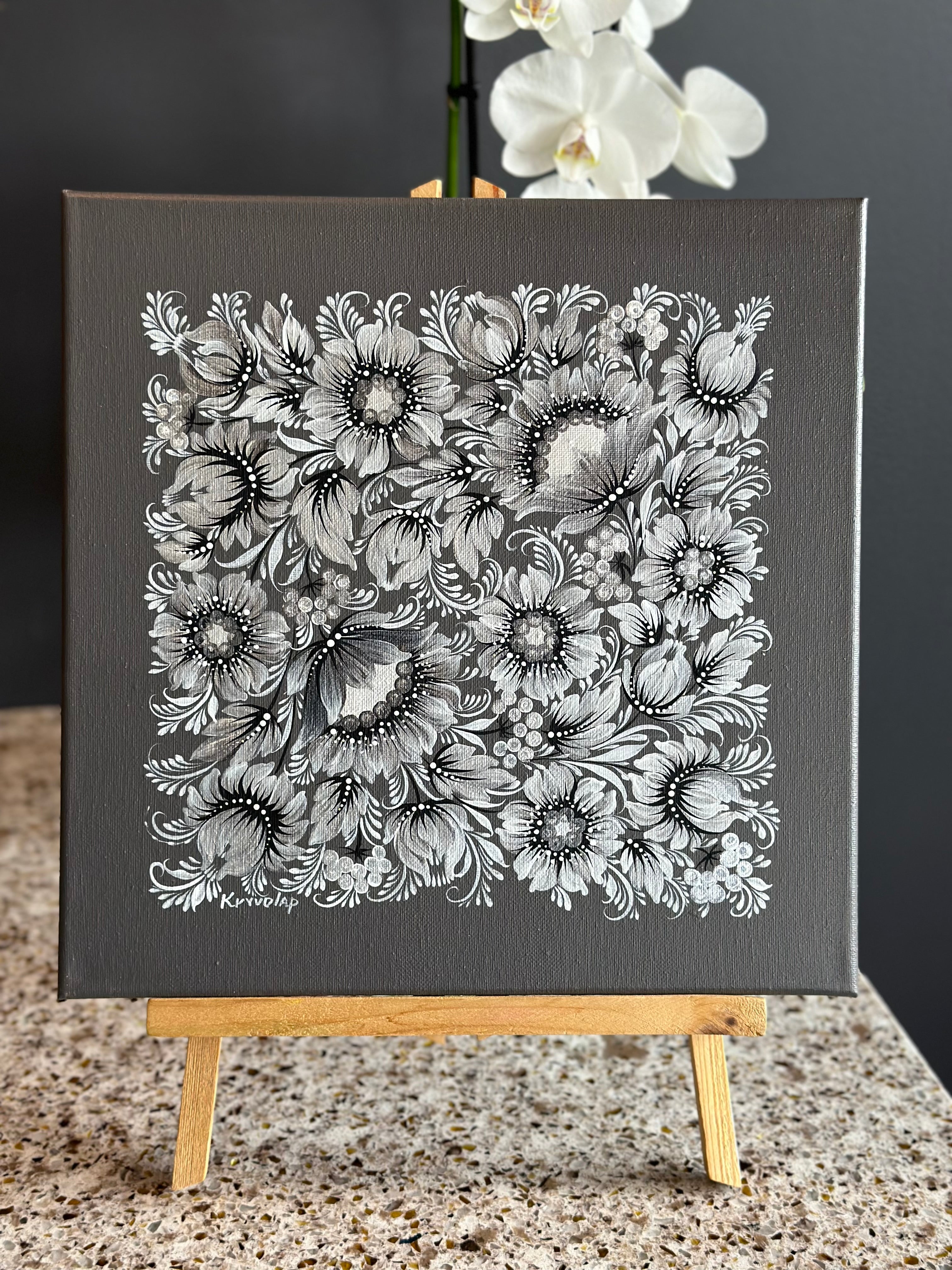 SERENADE OF SILVER PETALS - 12 in x 12 in (30.4 cm x 30.4 cm)