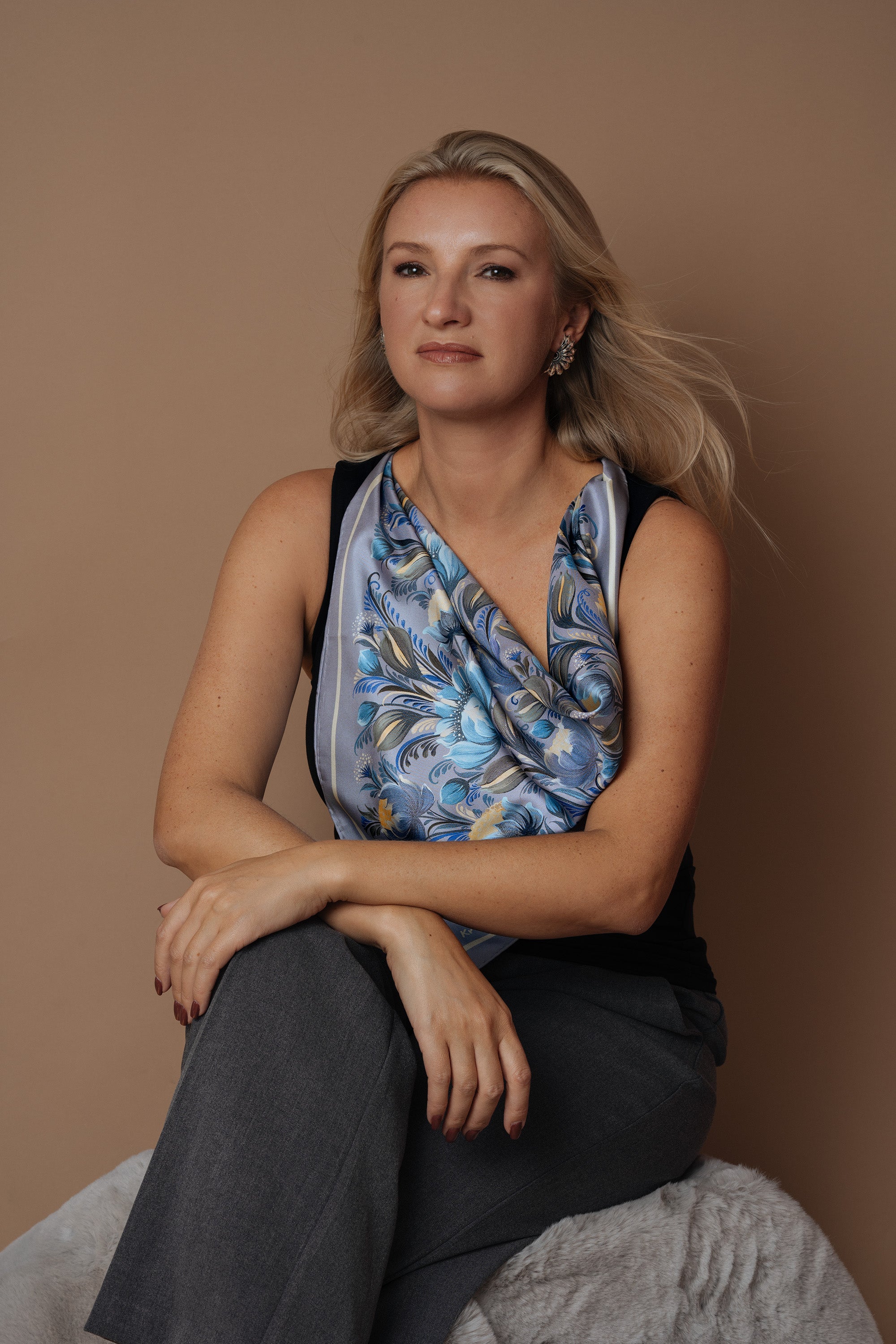 Silk Scarf "Moonlight Garden"