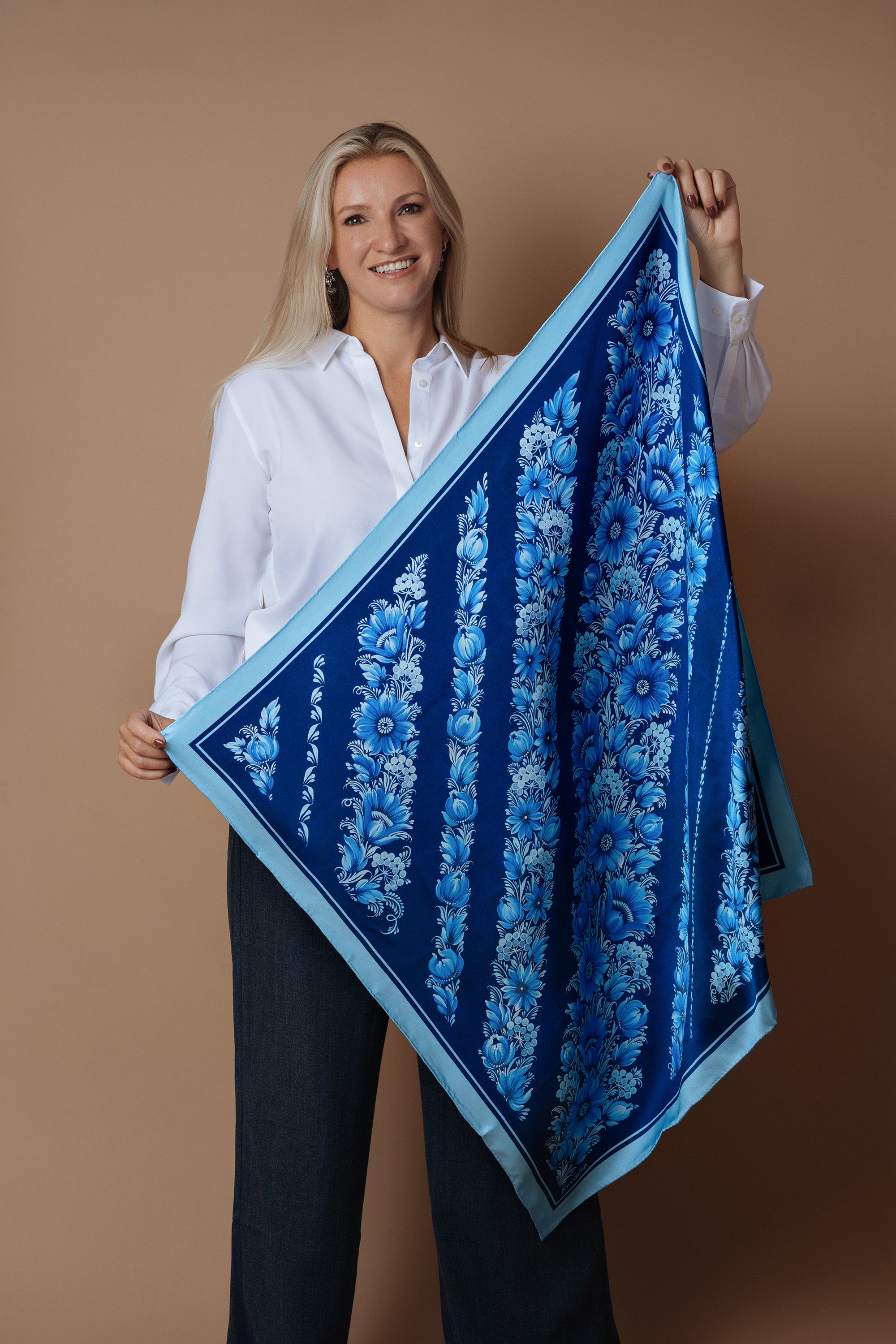 Silk Scarf "Midnight Bloom"