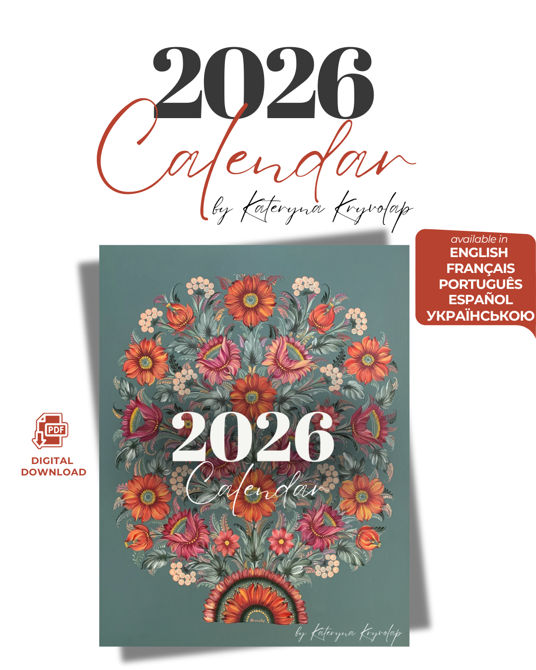 2026 Digital Art Calendar by Kateryna Kryvolap
