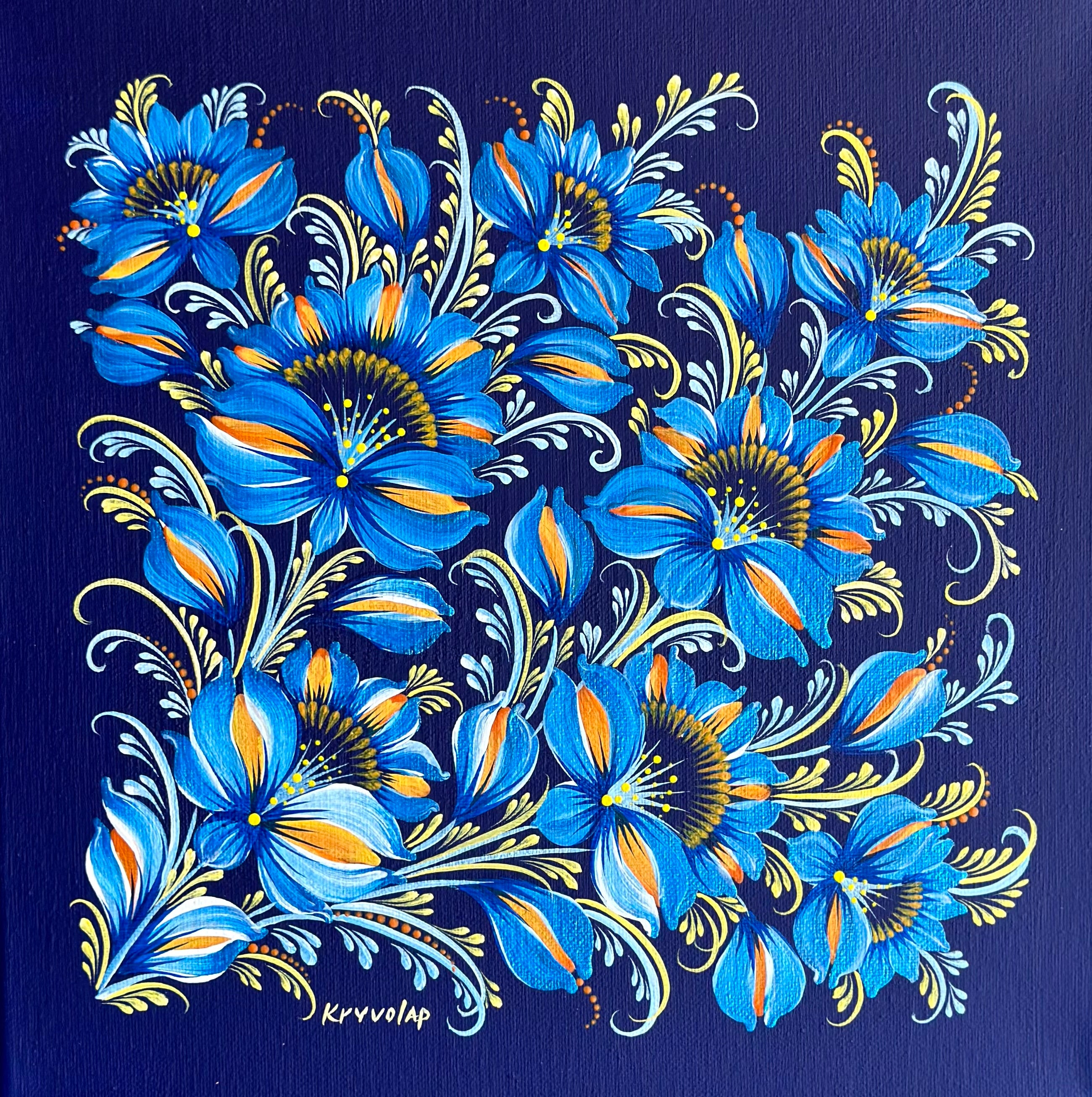 AZURE BLOOMS - 12 in x 12 in (30.4 cm x 30.4 cm)