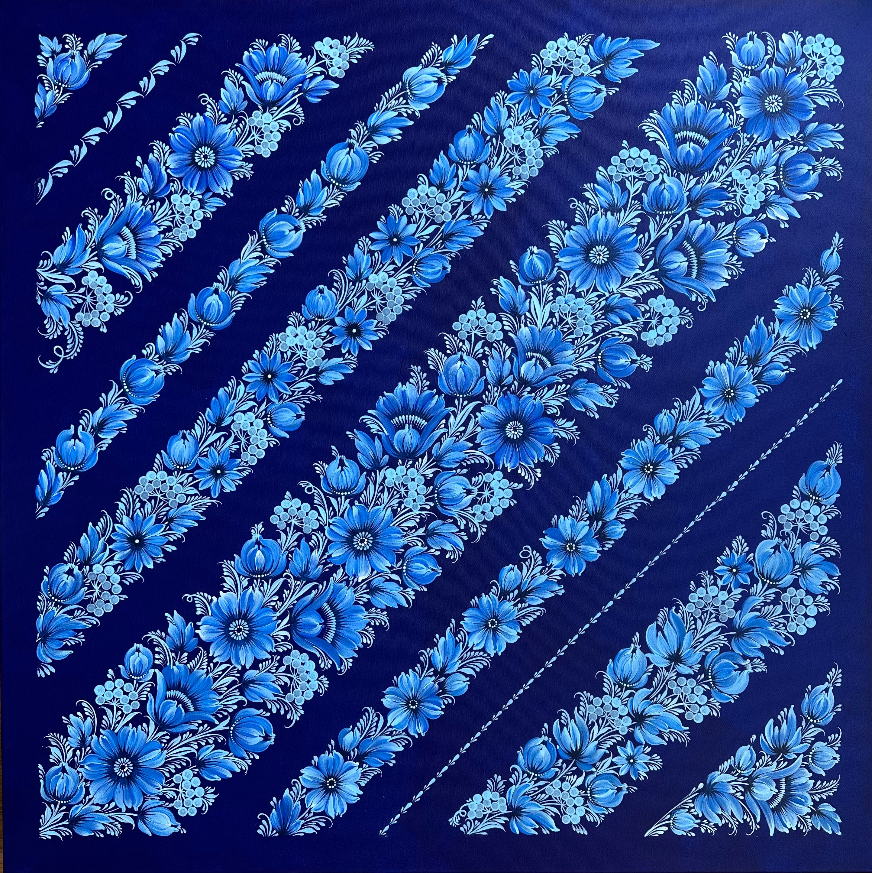 WAVES OF BLOOM - 35 in x 35 in (90 cm x 90 cm)