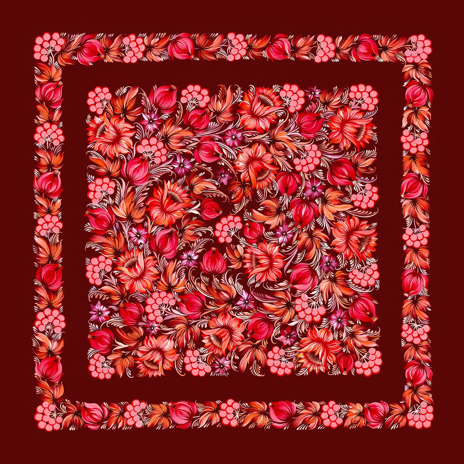 CRIMSON BLOOM - 24 in x 24 in (61 cm x 61 cm)