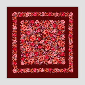 Silk Scarf "Crimson Bloom"