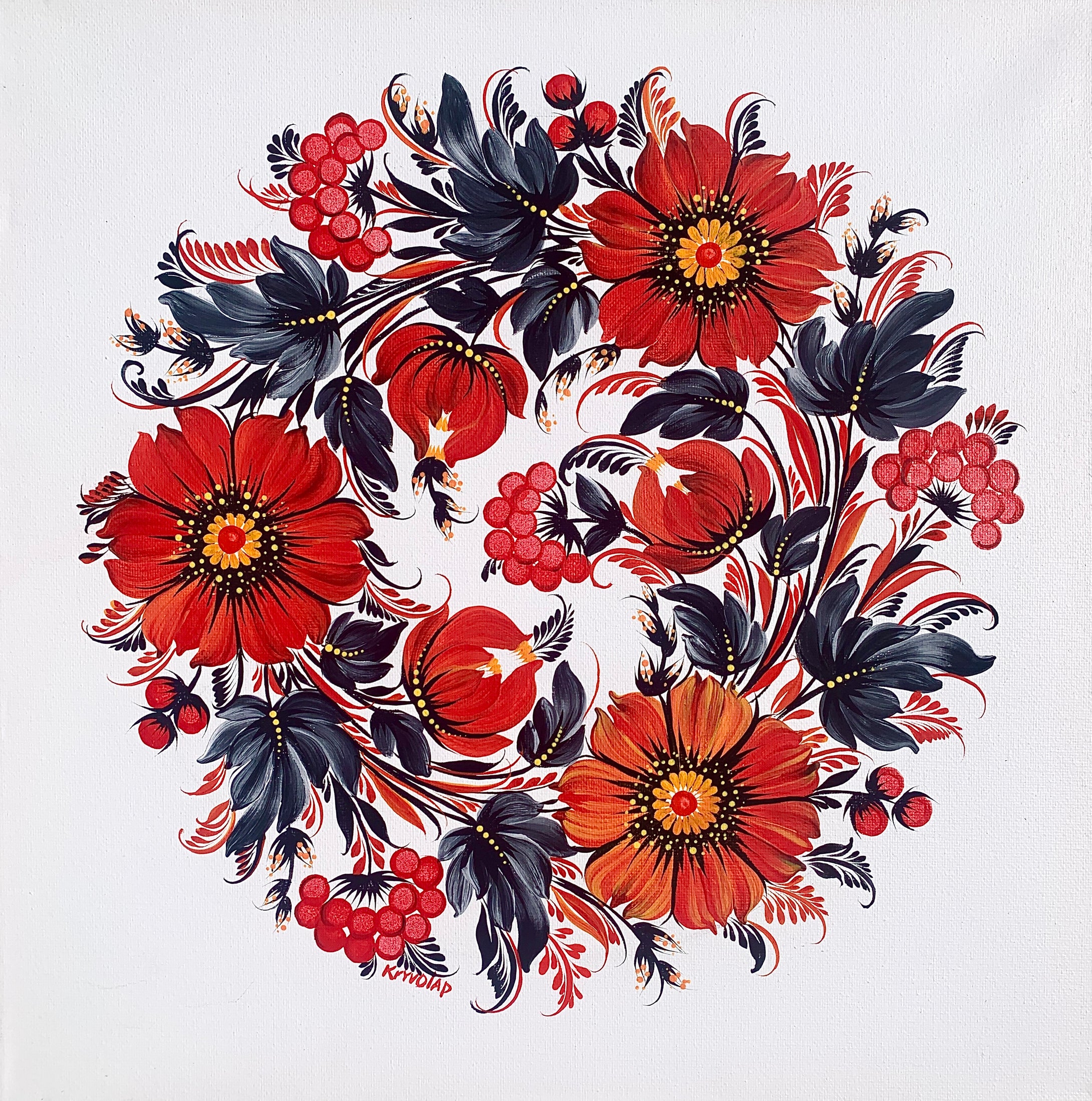 FLOWER MEDALLION 10 - 14 in x 14 in (35.5 cm x 35.5 cm)