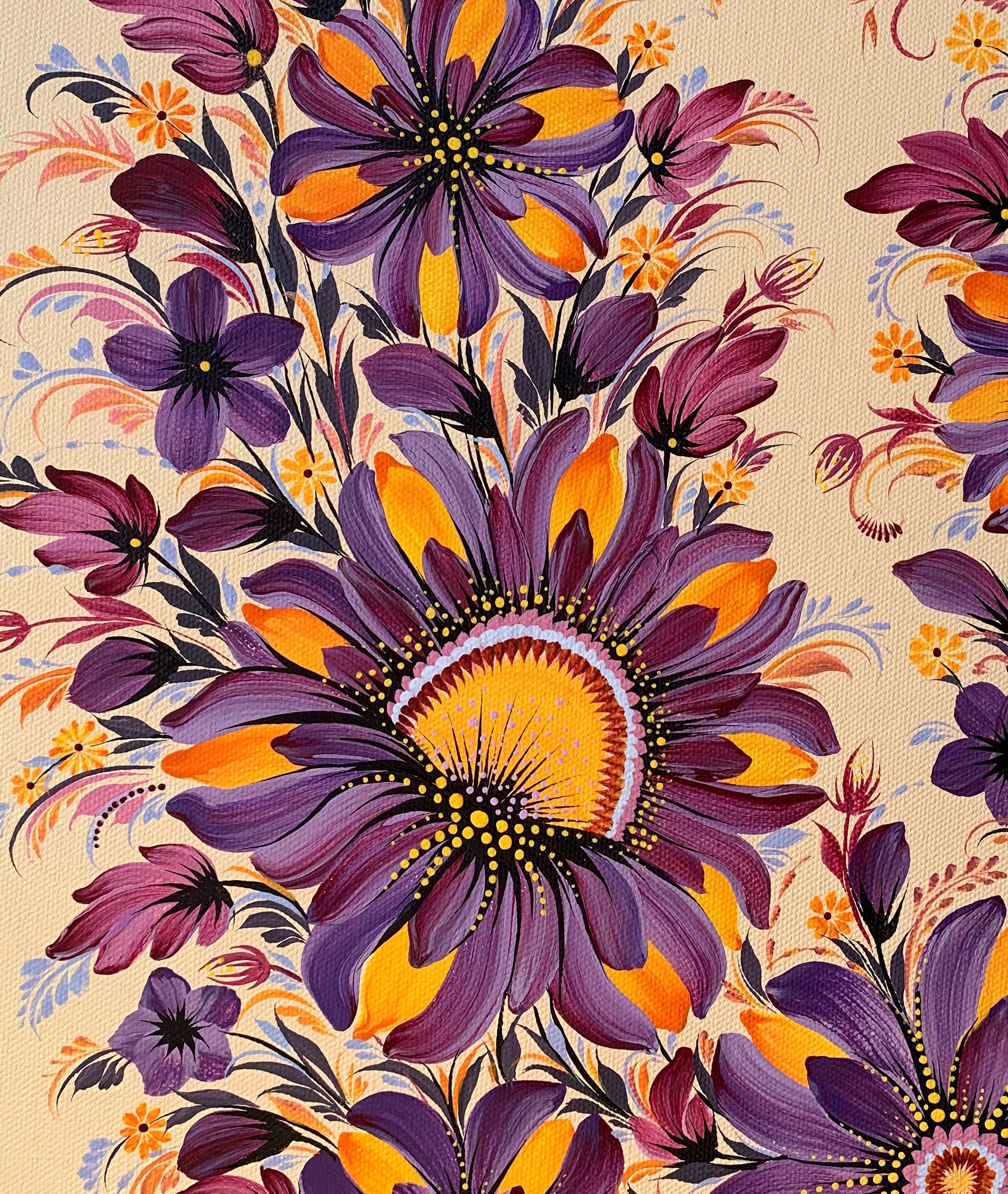 MOONRISE MYSTIQUE FLOWERS - 18 in x 26 in (45.7 cm x 66 cm)