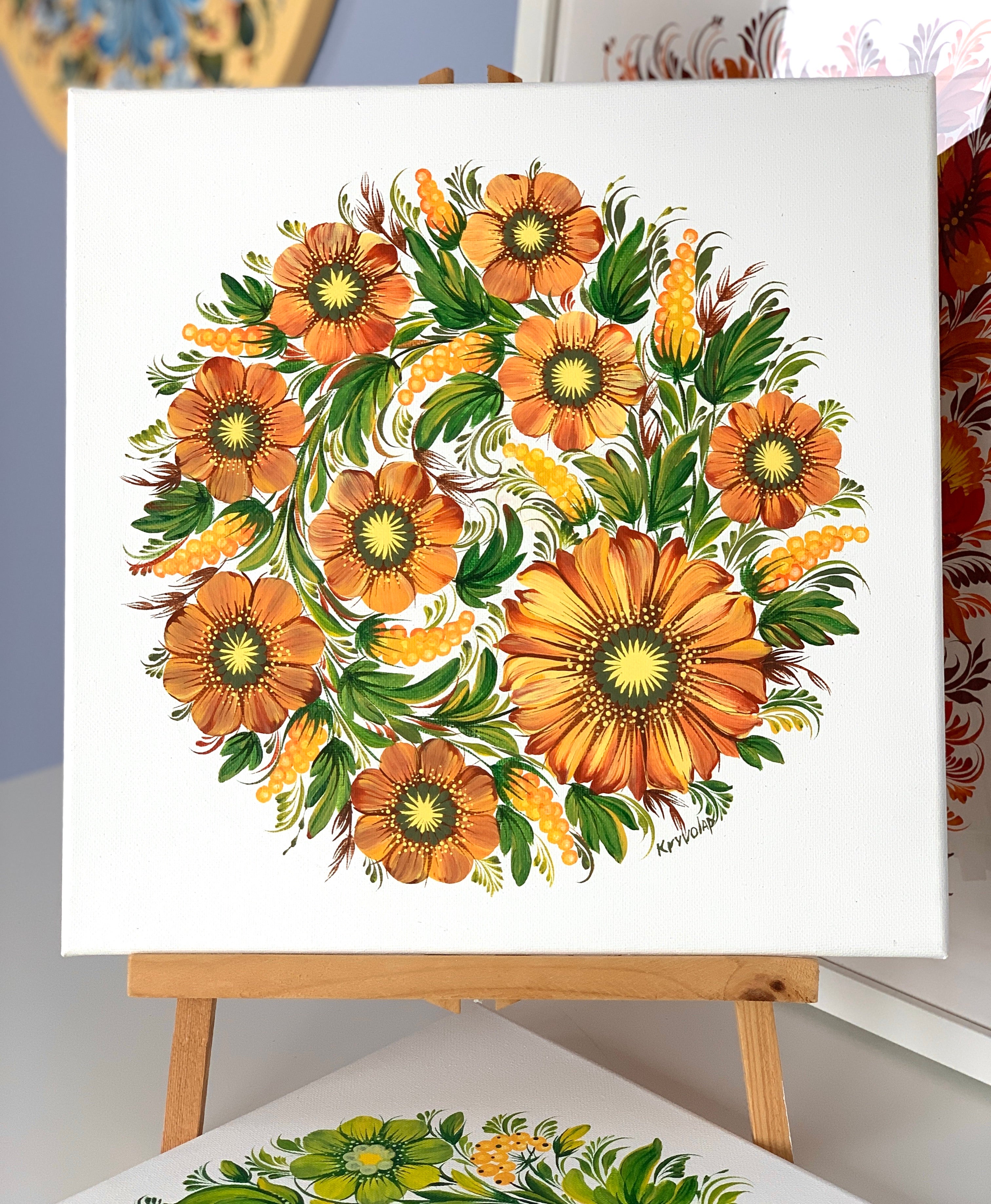 FLOWER MEDALLION 3 - 12 in x 12 in (30.4 cm x 30.4 cm)