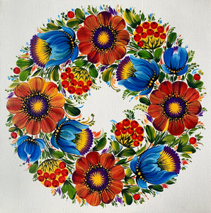 PETRYKIVKA CIRCLE - 12 in x 12 in (30.4 cm x 30.4 cm)