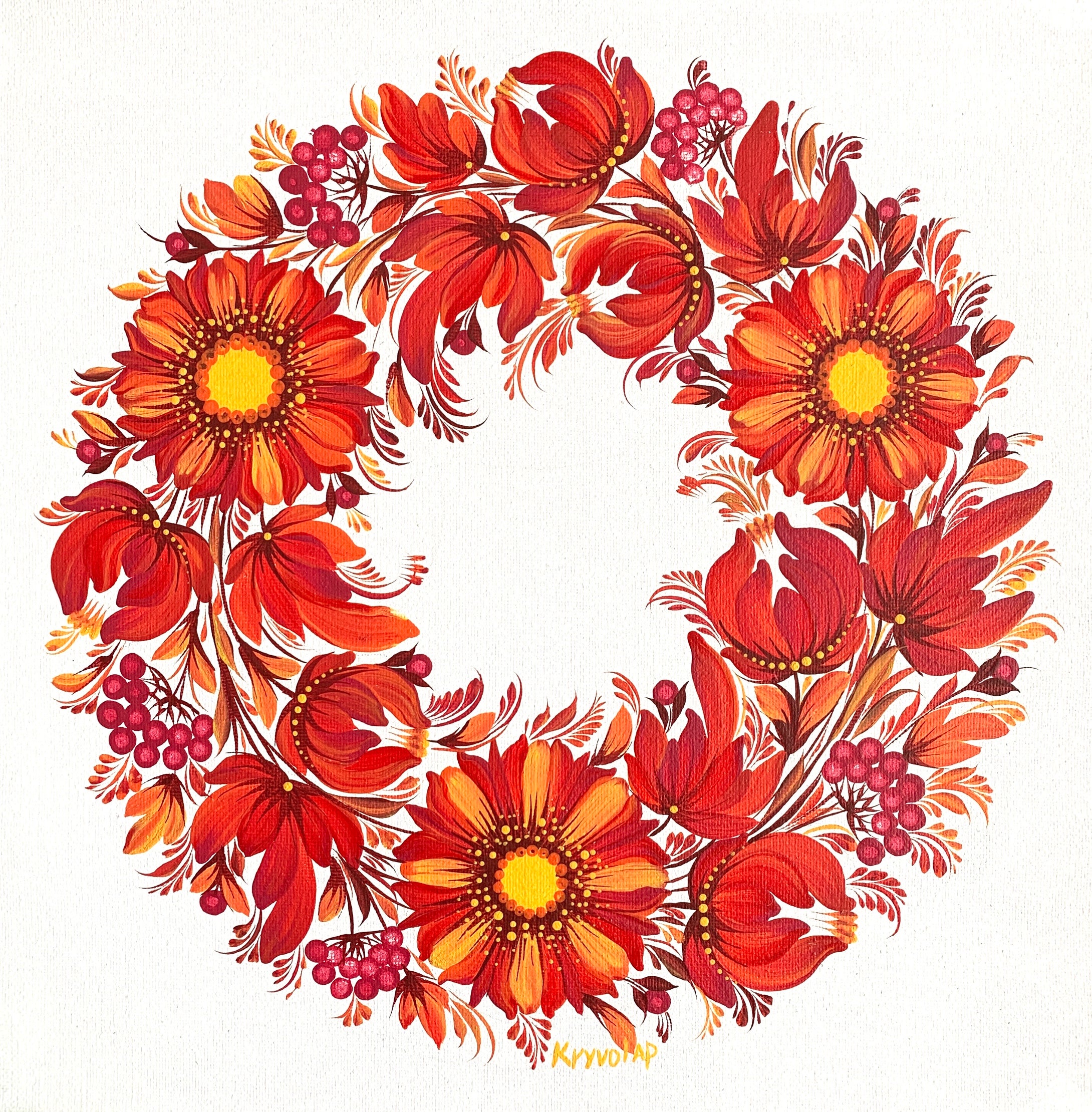 CIRCLET OF FLOWERS 2 - 12 in x 12 in (30.4 cm x 30.4 cm)