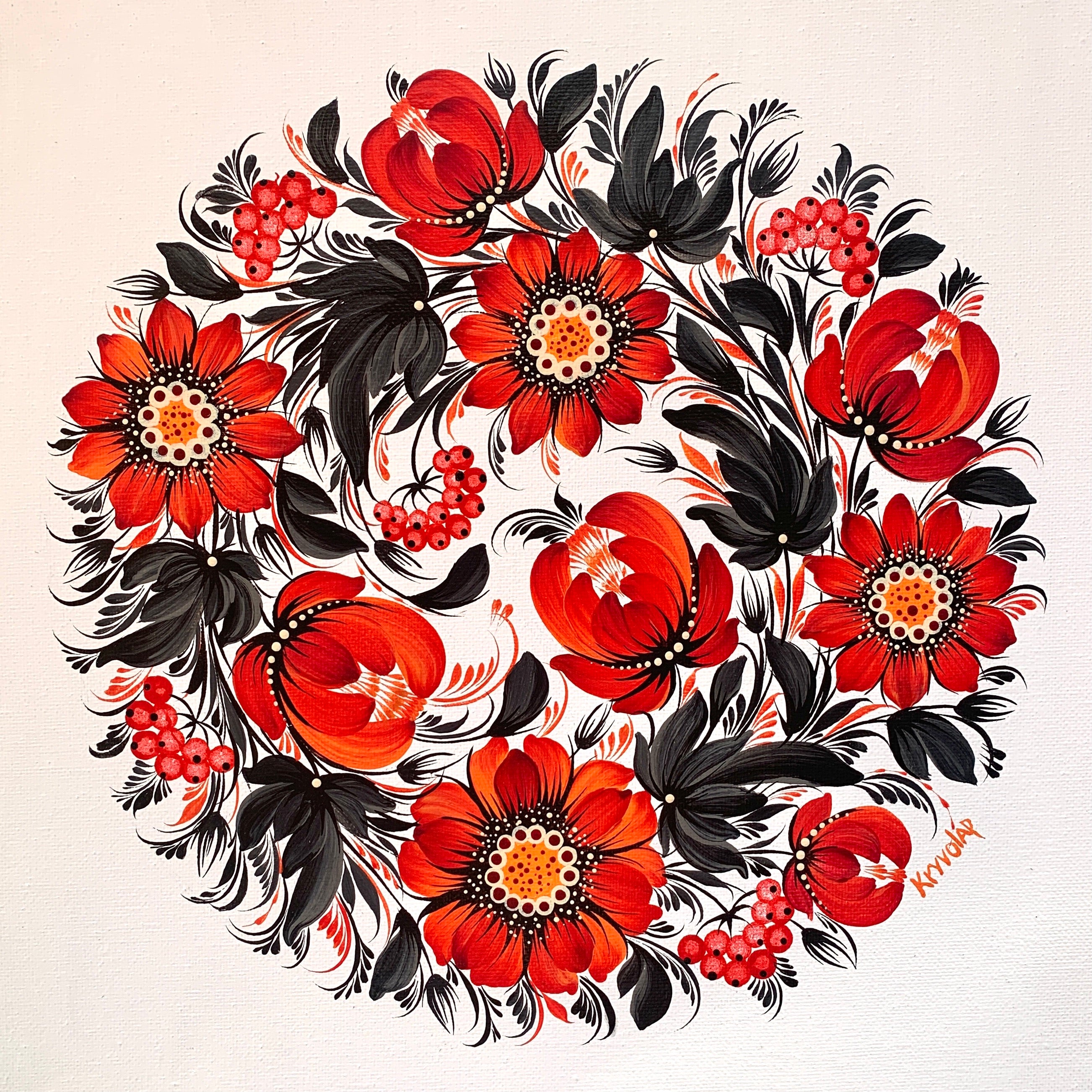 FLOWER MEDALLION 9 - 12 in x 12 in (30.4 cm x 30.4 cm)