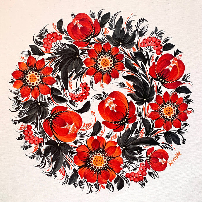 FLOWER MEDALLION 9 - 12 in x 12 in (30.4 cm x 30.4 cm)