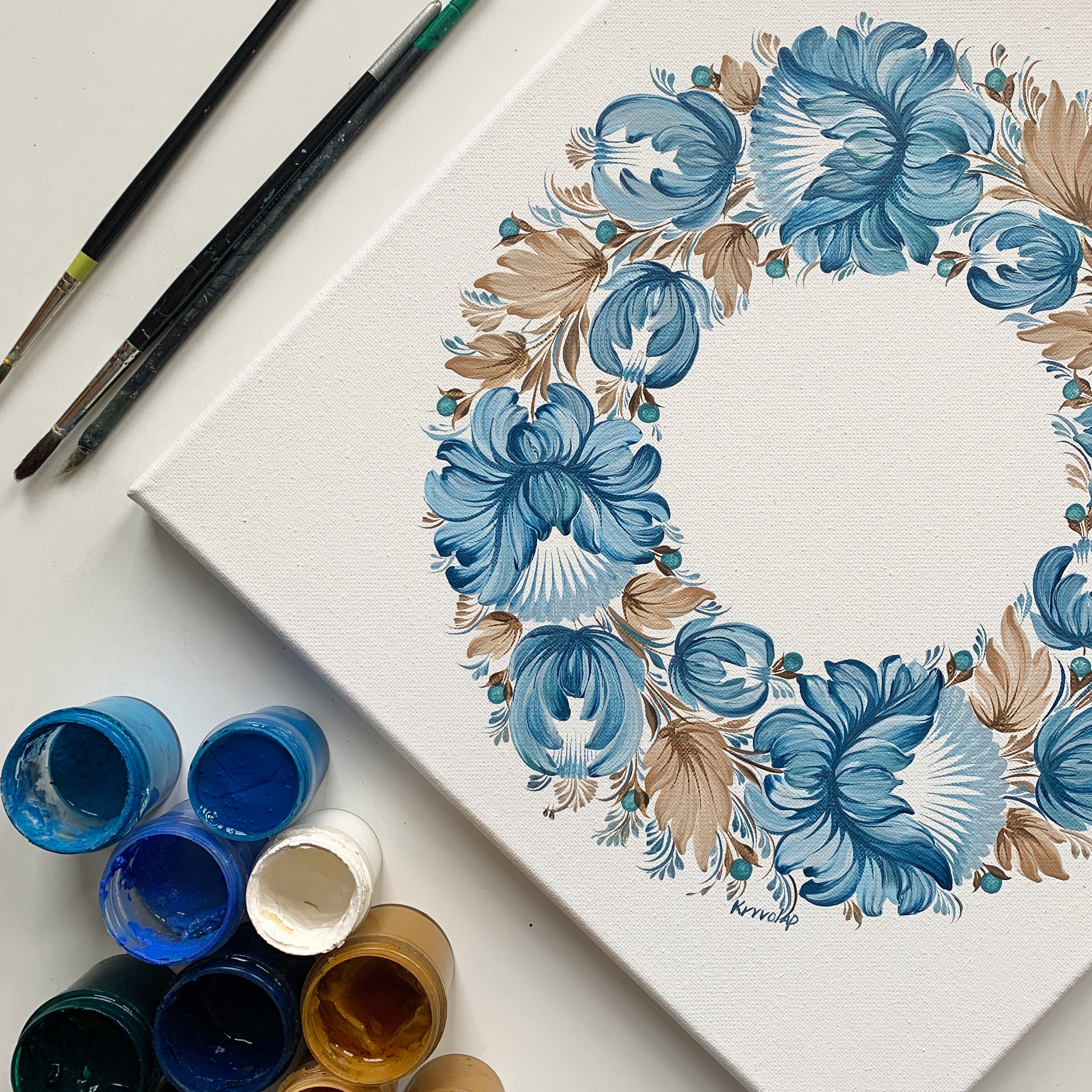 CIRCLET OF FLOWERS 3 - 12 in x 12 in (30.4 cm x 30.4 cm)