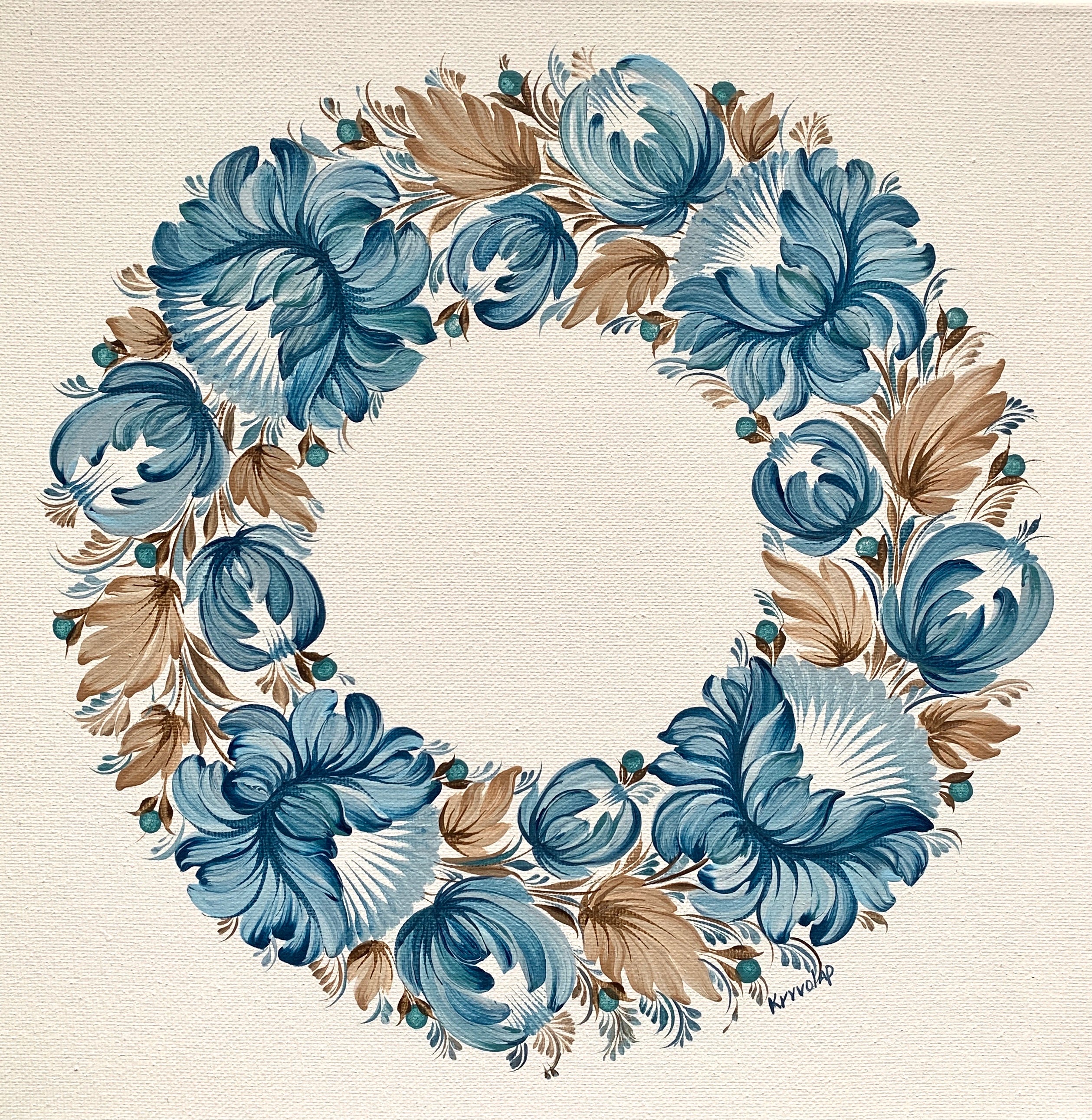 CIRCLET OF FLOWERS 3 - 12 in x 12 in (30.4 cm x 30.4 cm)