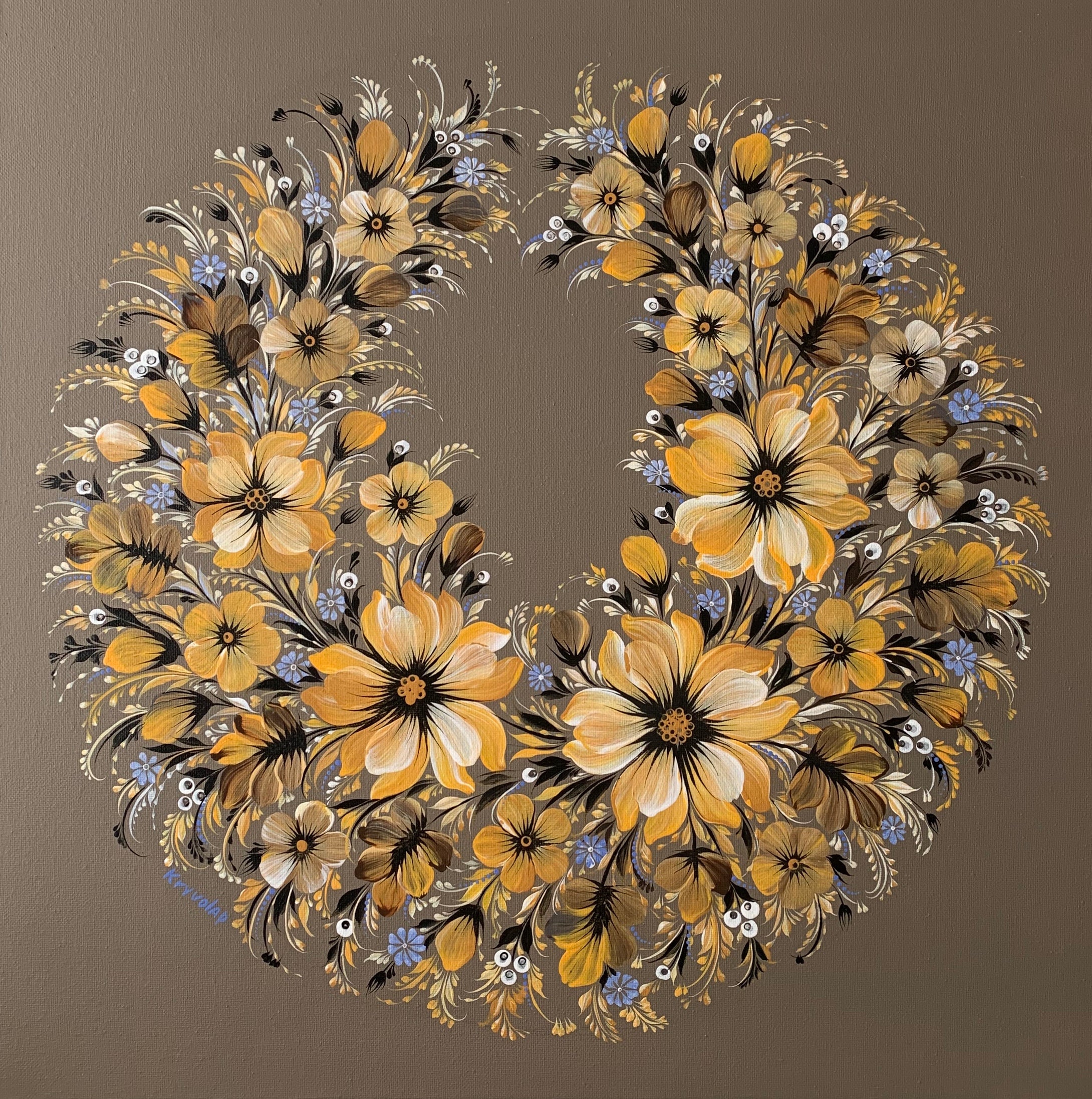 MUSTARD FLOWERS - 20 in x 20 in (50.8 cm x 50.8 cm)