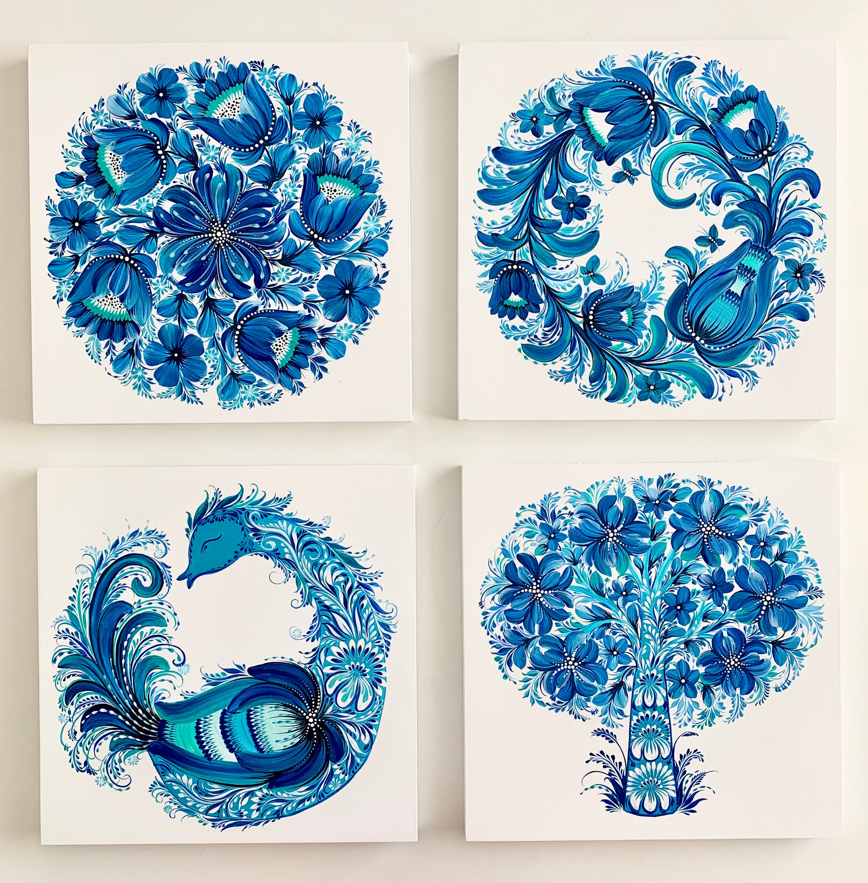 BLUE SYMPHONY  - 10 in x 10 in (25.4 cm x 25.4 cm)