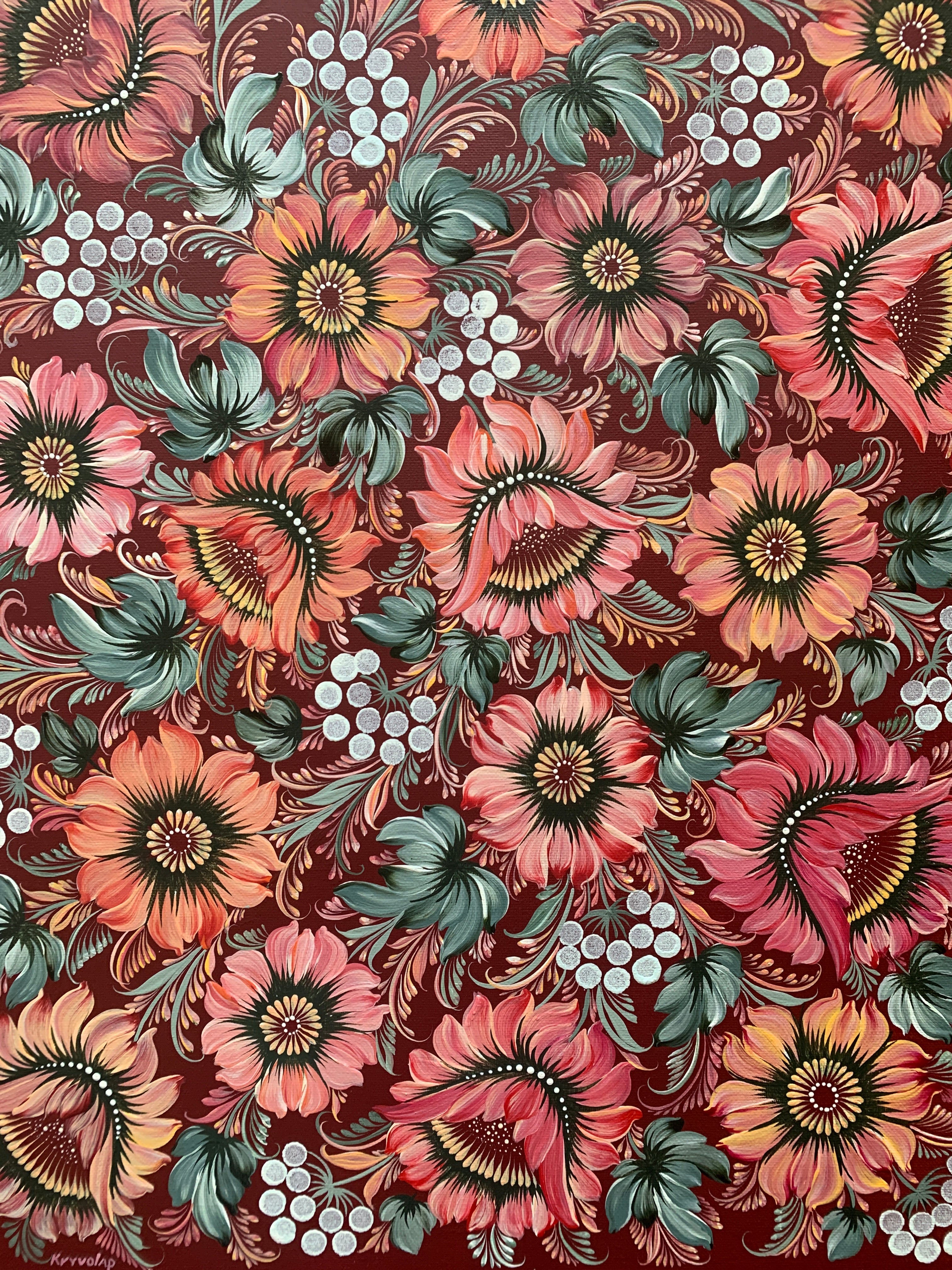 BLOOMING RUBY - 24 in x 30 in (61 cm x 76.2 cm)