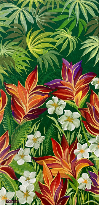 BLOOMING HELICONIA - 12 in x 24 in (30.5 cm x 70 cm)