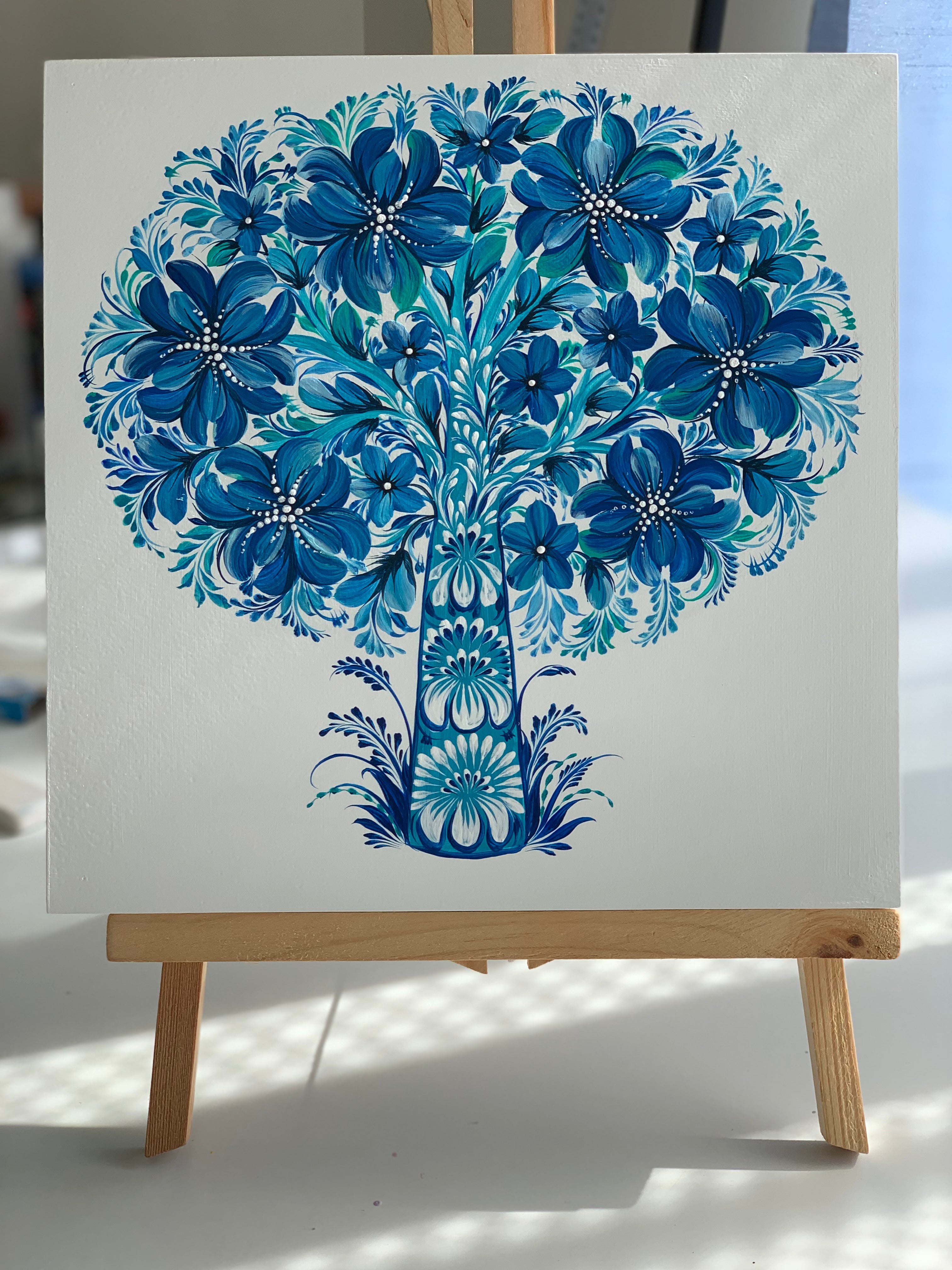 BLUE SYMPHONY  - 10 in x 10 in (25.4 cm x 25.4 cm)