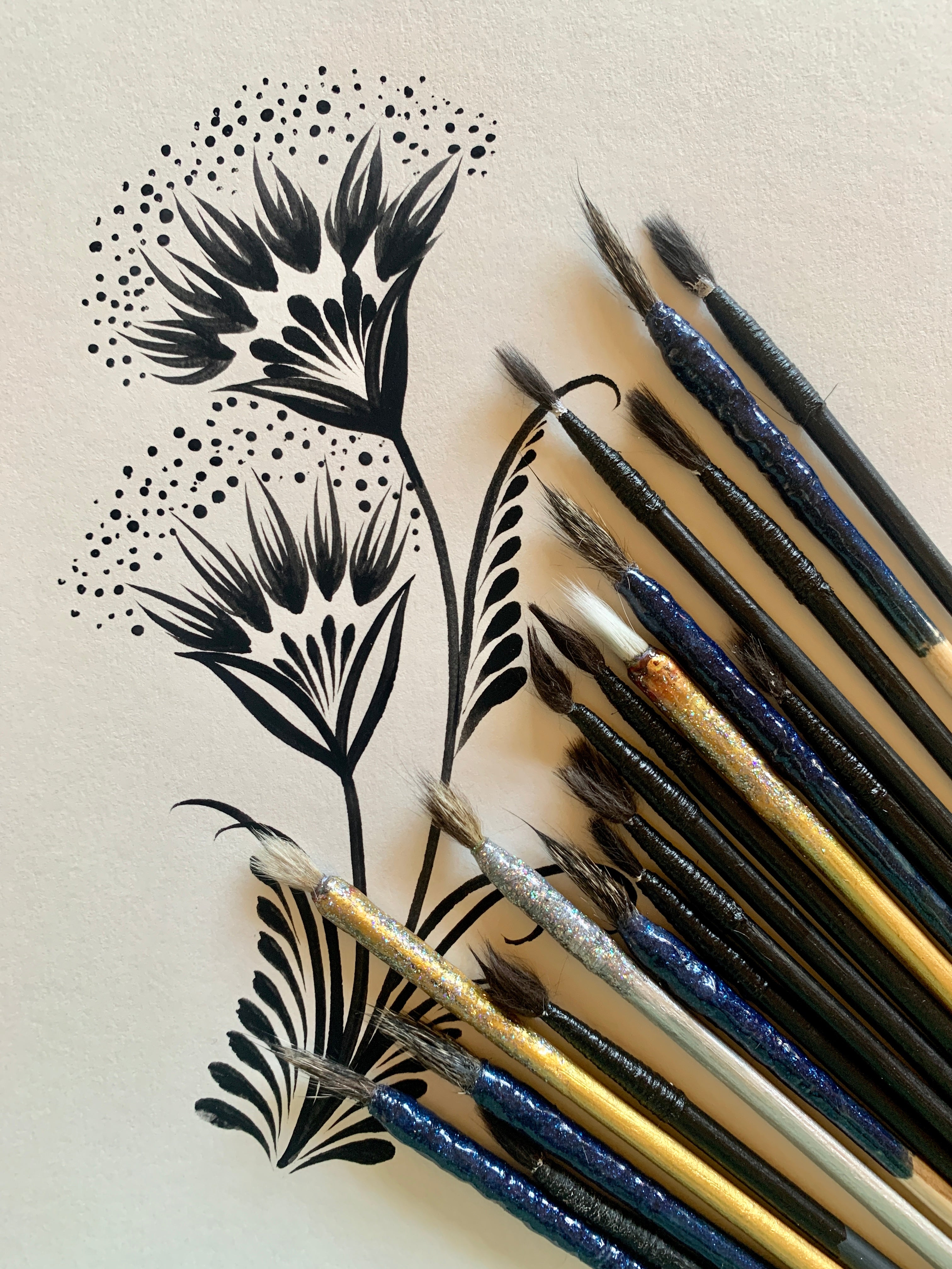 A unique paintbrush made from cat fur. Handmade.